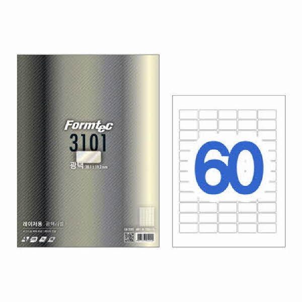 라벨지 바코드 광택 60칸 20매 LA-3101 폼텍