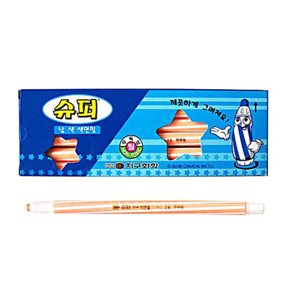 지구 색연필 낱색 채점펜 색칠펜 (연주황 12자루)
