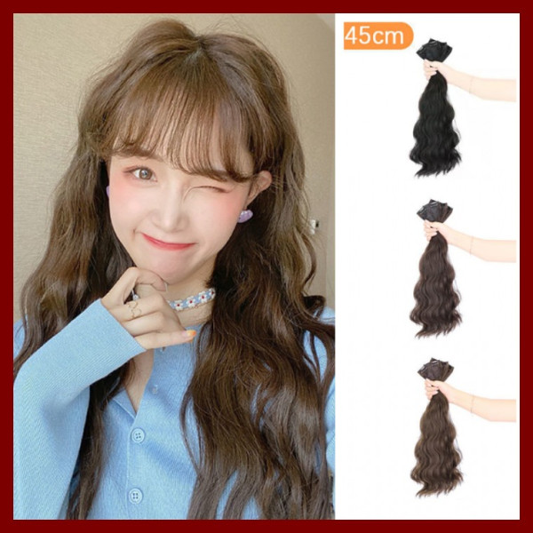 긴곱슬45CM 여자 여성 붙임 부분머리 똑딱이 편한 자연스러운 웨이브 가발