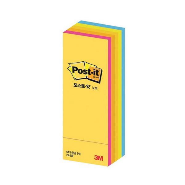 3M 포스트잇큐브노트형광CU-13(45장 5색상 25x76mm)