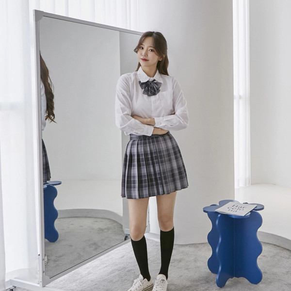 교복몰 그레이블랙체크 스커트 리본타이 SET 교복