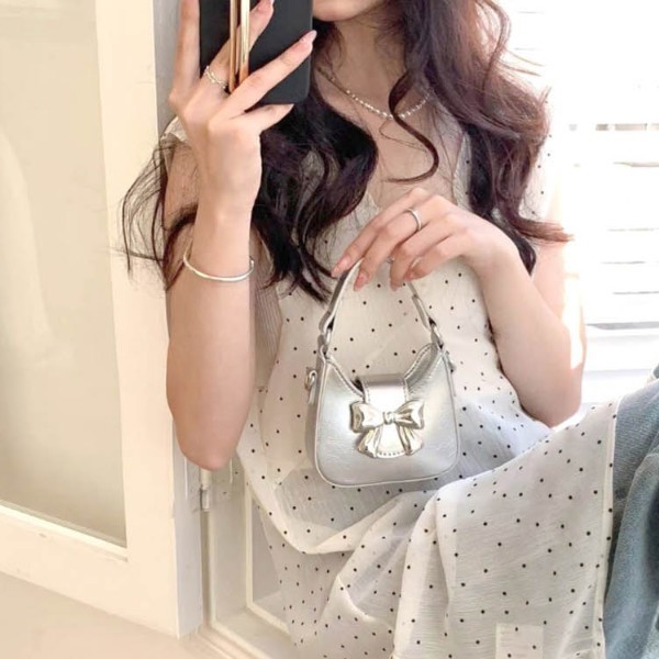 사랑스러운 럭셔리 세련된 귀여운 리본 포인트 장식 미니 토트백 러블리 패션 여성 숄더백
