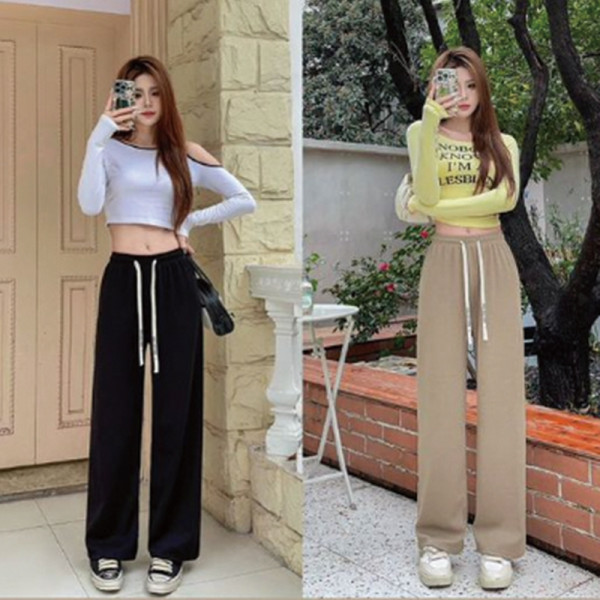 여성 와이드 여름 밴딩 통바지 고무줄 바지 팬츠