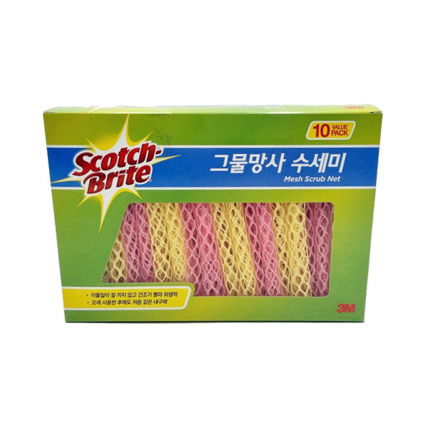 3M 그물망사 수세미 10개입 큐브
