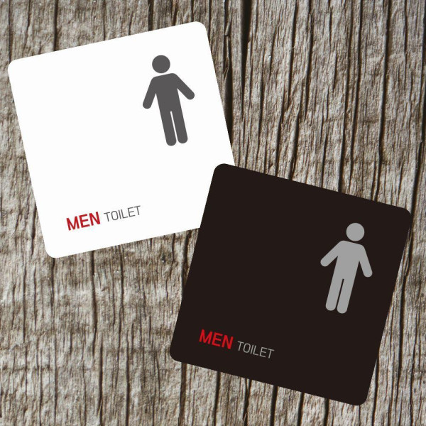 MEN TOILET2 부착형 정사각 소형안내판 13x13cm 디자인문패