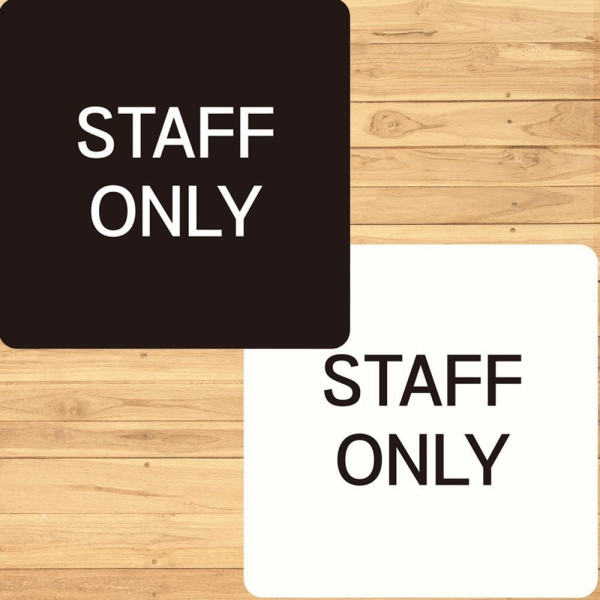 STAFF ONLY1 부착형 정사각 안내판 15x15cm 디자인문패