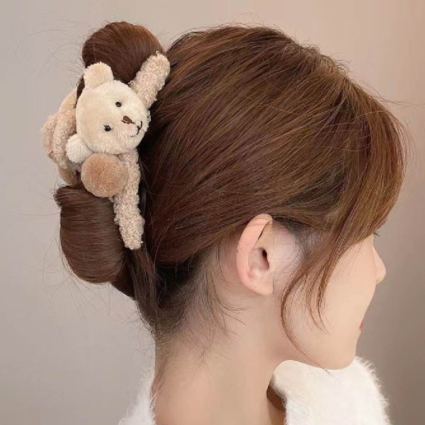 곰돌이 털실집게핀 왕집게핀 털헤어집게핀