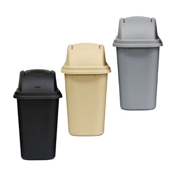 업소용 PP 스윙뚜껑 휴지통 쓰레기통 30L 베이지