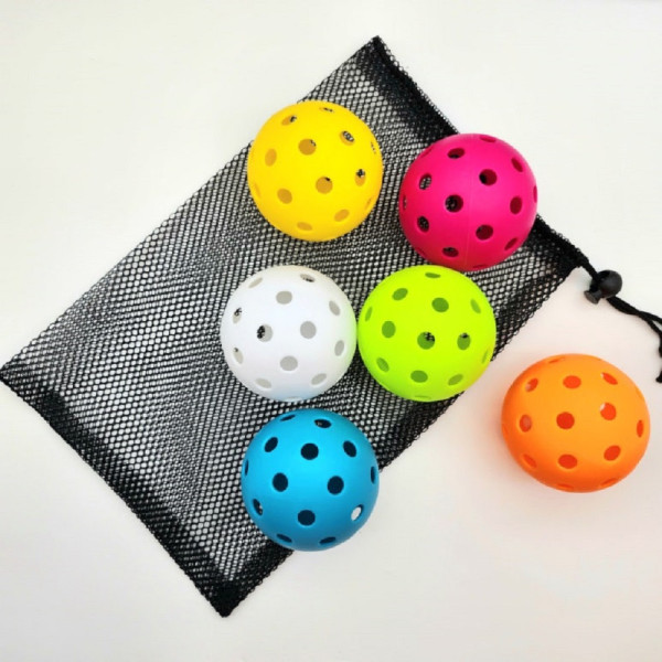 74mm 피클볼 공 혼합 6PCS 블랙 메쉬백 SET