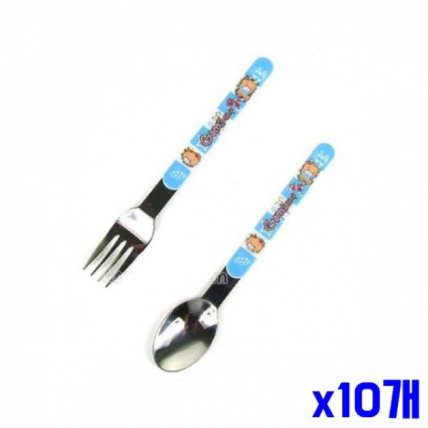 캐릭터 어린이 숟가락 포크세트 블루 x10개 스푼 수저