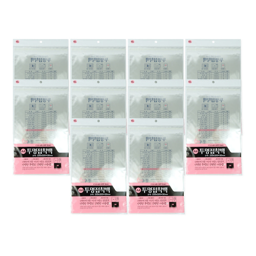투명접착백 10호220x320+30mm 6매 10개 투명접착백 투명비닐 접착비닐