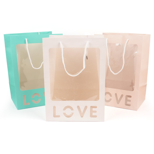 LOVE 투명창 쇼핑백 1P