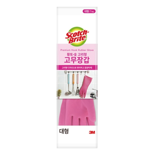 3M 황토숯 고리형 고무장갑 대 Hook RG L 220mmX370mm 박스 60
