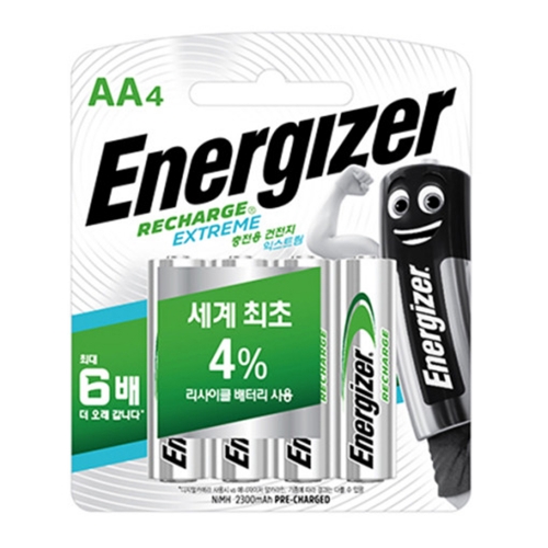 에너자이저 충전건전지 AA Ni MH 2300mAh 4개입 일회용 건전지