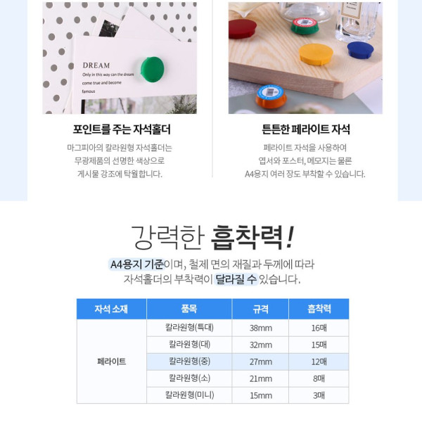 마그피아 초강력 칼라원형자석홀더 중 주황 MFMH 27 10 27mm 10개입