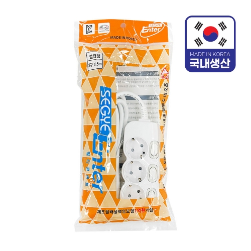 세계 멀티탭 개별 절전 3구 4 5m 국내생산 16A