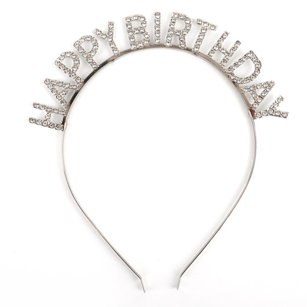 생일축하 레터링 머리띠 실버