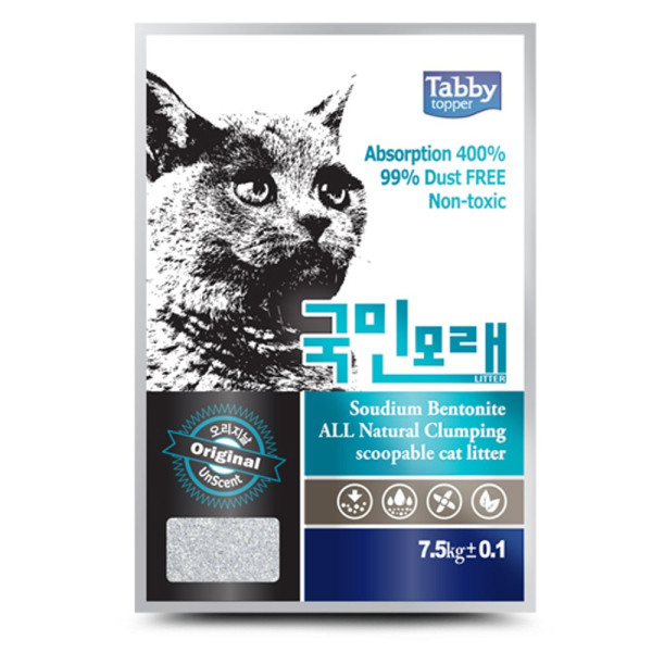 Tabby topper 국민모래 무향 7 5kg 1박스2포 박스 2개