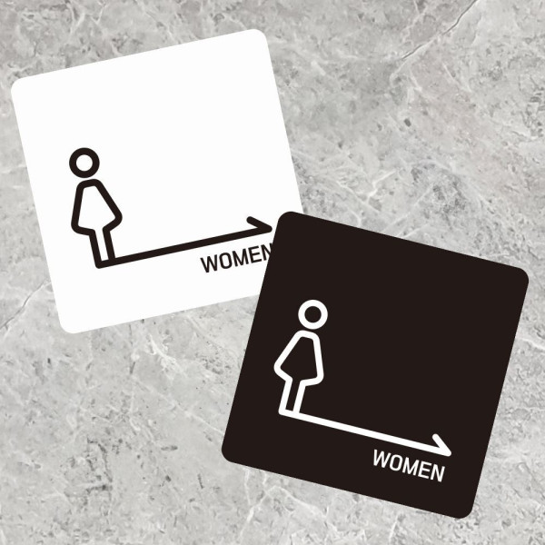 WOMEN 우측1 부착형 정사각 소형안내판 13x13cm 디자인문패