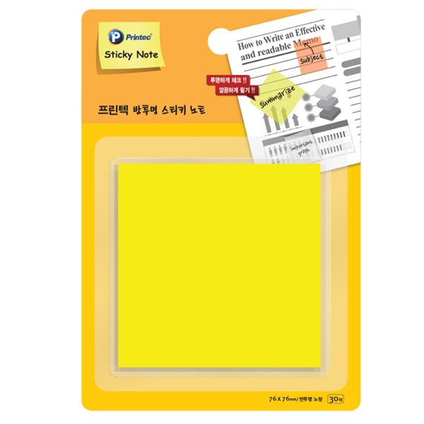 CL7676Y반투명스티키노트 노랑 76 x76 30매(30매)