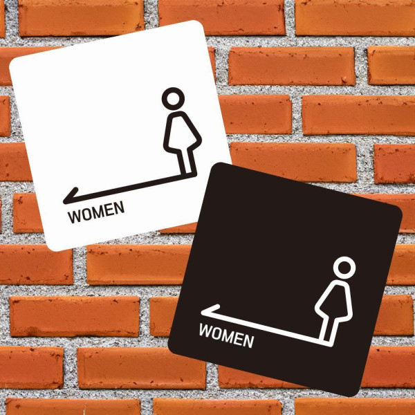 WOMEN 좌측1 부착형 정사각 소형안내판 13x13cm 디자인문패