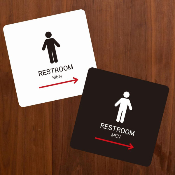 RESTROOM MEN 우측1 부착형 소형안내판 13x13cm 디자인문패