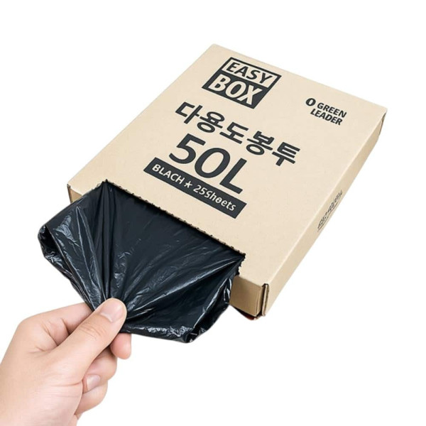 이지박스 다용도 분리수거 비닐봉투 50L 50매입 블랙