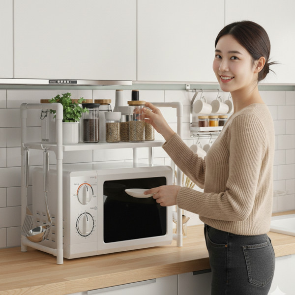 다용도 멀티 주방 전자레인지 1단 선반 수납 정리 보관 카페 까페 매장 가정 업소