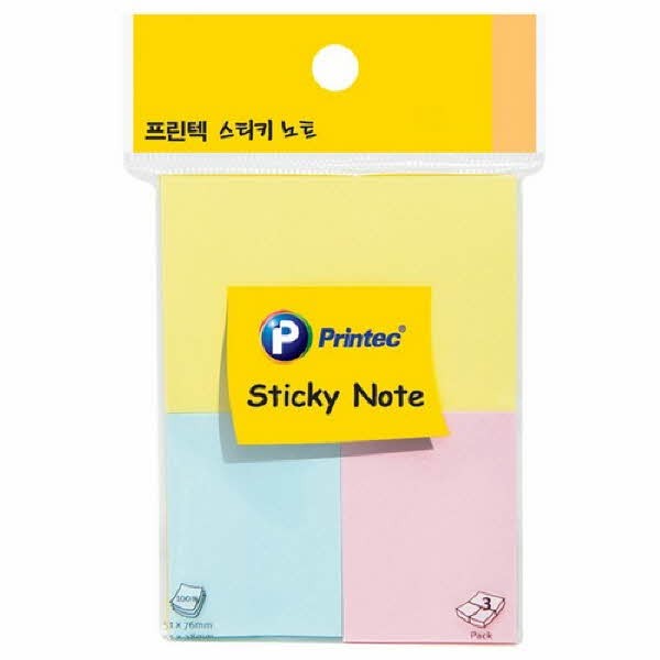 프린텍 스티키노트 파스텔 3색 A050