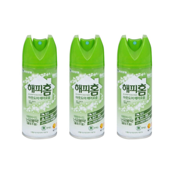 해피홈 아웃도어 에어로솔150ml 3개 모기기피제 모기퇴치 해충 진드기
