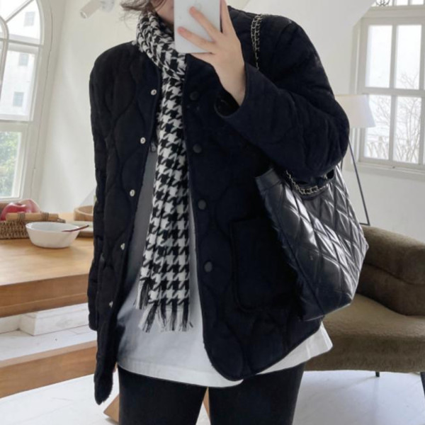 여성 누빔 양털 패딩 퀼팅 점퍼 초겨울 아우터 블랙