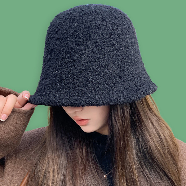 여성 뽀글이 모자 겨울 패션 버킷 햇 벙거지 블랙