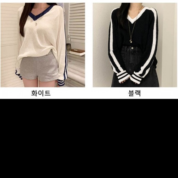 포인트 티셔츠 브이넥 여유로운핏 추운 날씨에도 따듯하게 착용 가능 우아하면서 세련된 느낌