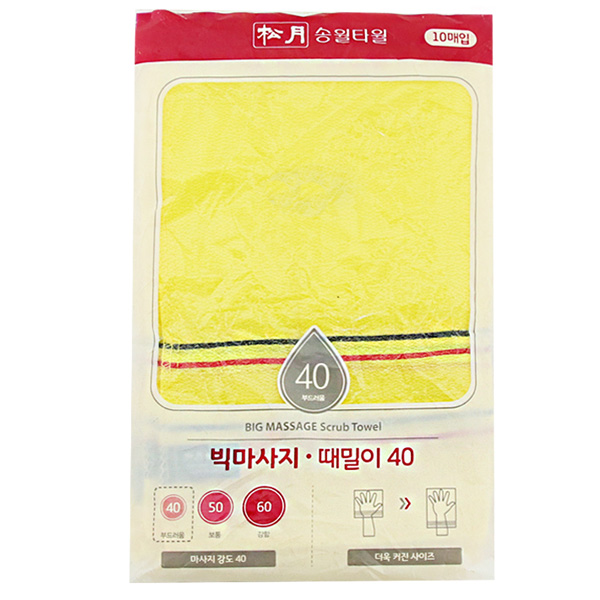 송월 빅마사지 때밀이40 240 x 140mm , 10매입