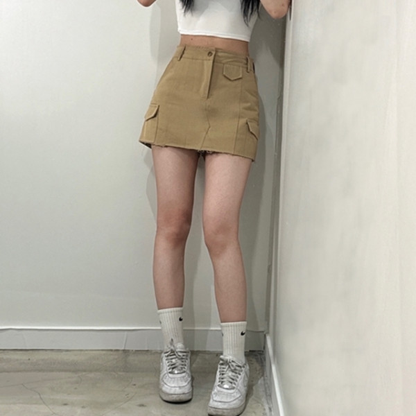 Y2K 카고 포켓 치마 바지 미니 짧은 숏 스커트 2color 여자 반바지 건빵 숏팬츠