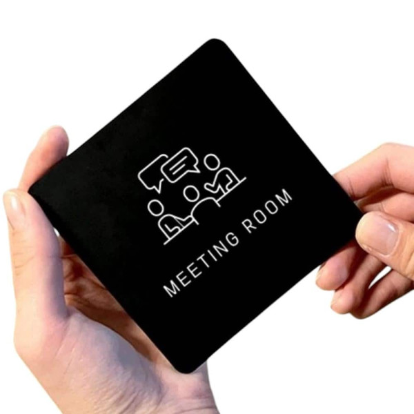 MEETING ROOM2 부착형 정사각 소형안내판 13x13cm 화이트