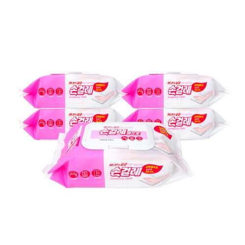 손걸레청소포45매 캡형 5개 30X20cm 손걸레 물걸레 청소포 얼룩제거 99 9 항균