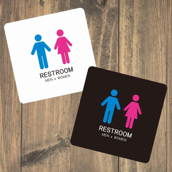 RESTROOM8 부착형 정사각 소형안내판 13x13cm 디자인문패