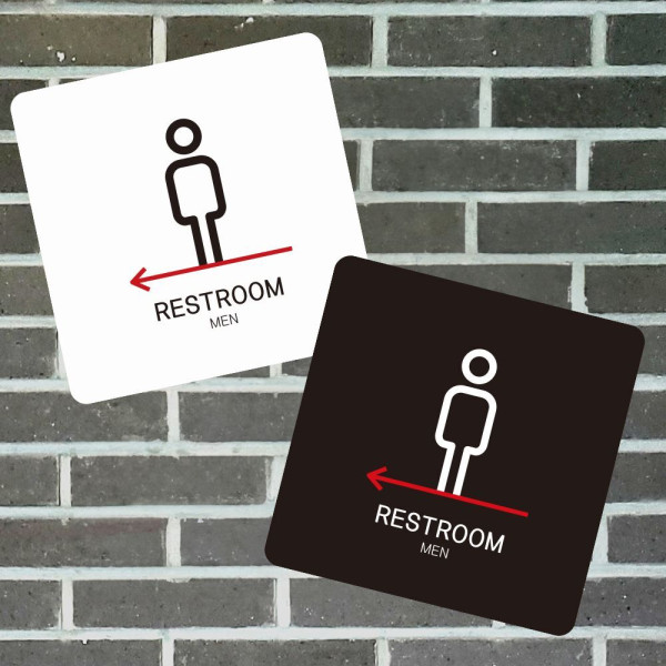 RESTROOM MEN 좌측2 부착형 소형안내판 13x13cm 디자인문패