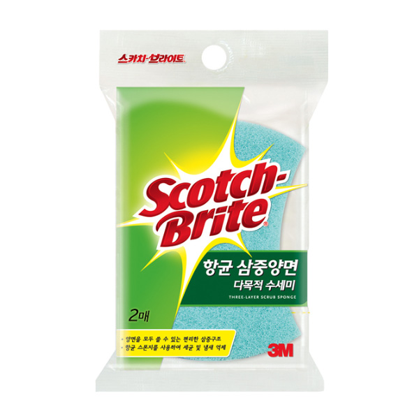 스카치브라이트 삼중양면다목적수세미2P(MD-128DB2)