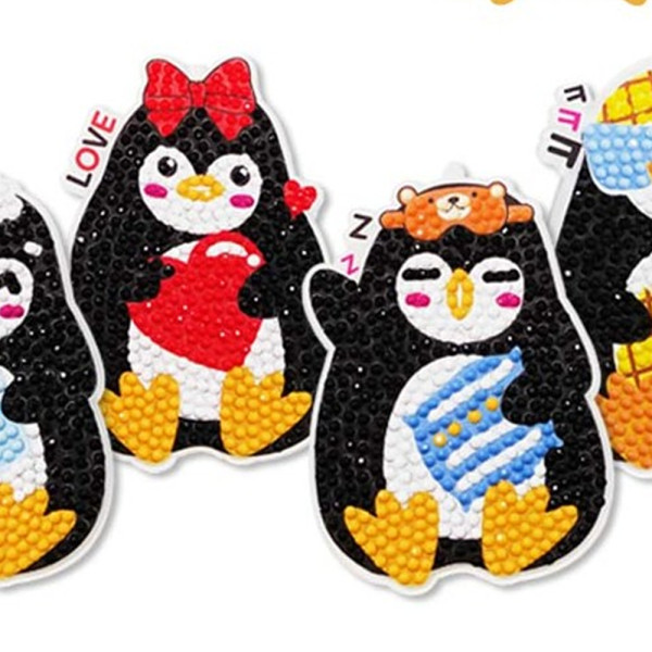 (TD) 아크릴 펭귄 보석십자수 열쇠고리