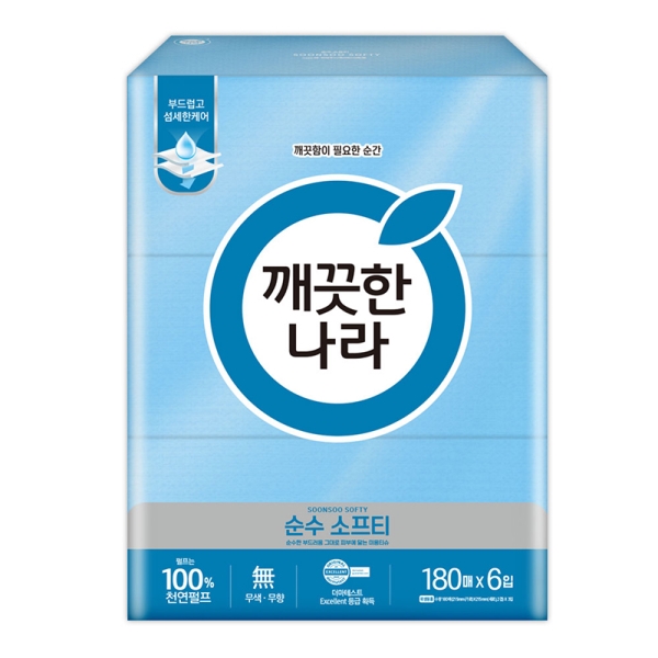 깨끗한나라)순수소프티미용티슈(180매x6개입)
