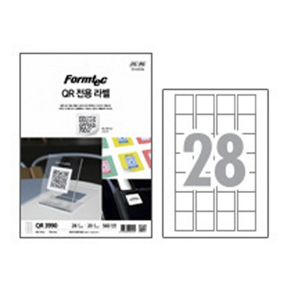 라벨지 QR코드 전용 28칸 QR-3990 20매 폼텍