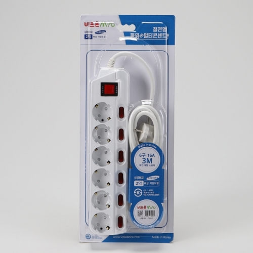 비츠온 멀티코드 개별 메인 6구 3M 16A브리스터