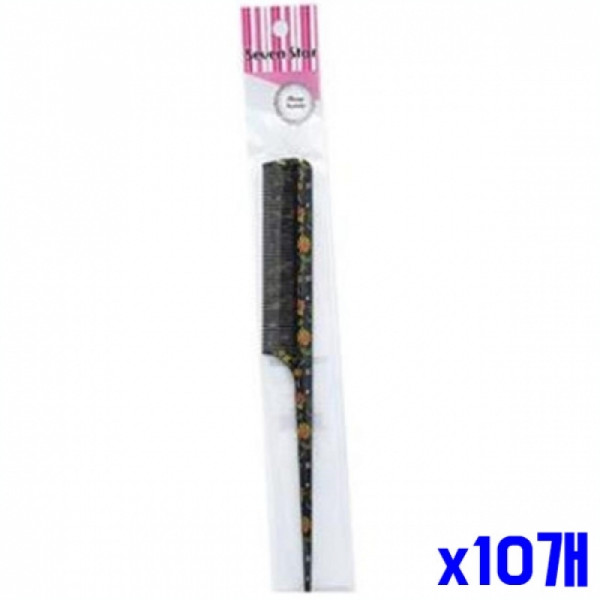 플라워 꼬리빗 소 화이트 블랙 x10개 머리빗 헤어빗
