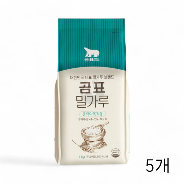 곰표 중력다목적용 밀가루 1kg X 5개 중력분 칼국수 수제비 만두용 제면가루 중력밀가루