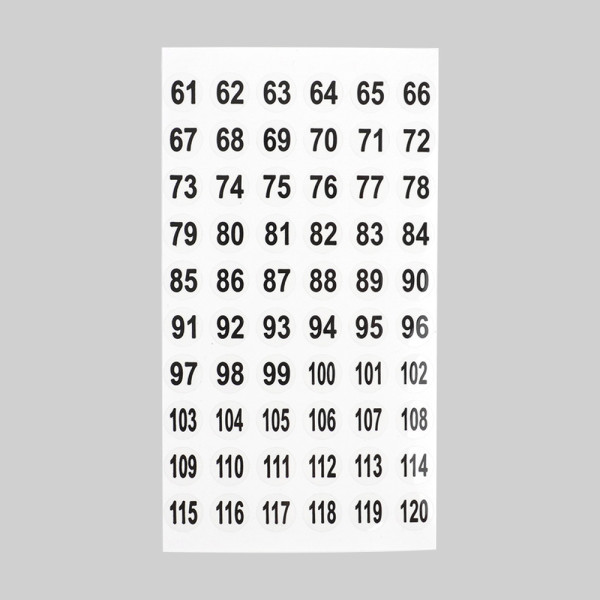 미니 원형 번호 스티커 투명 61-120
