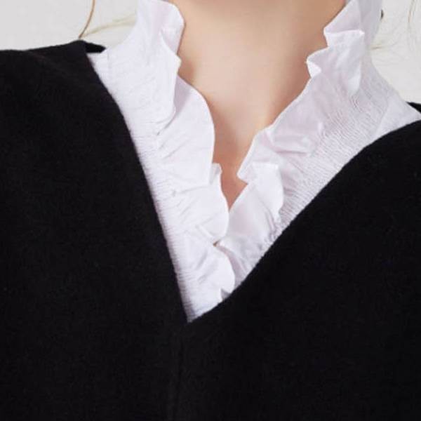 블라우스 브이넥 페이크 니트 맨투맨 매치 사이즈 조절 디자인 캐주얼 데일리 스타일 패션