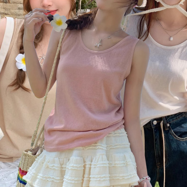 여성 이너 슬리브리스 여름 민소매 나시 티