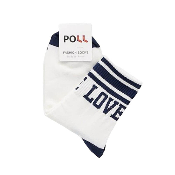 여성용 LOVE 중목양말 여자양말 네이비 1켤레